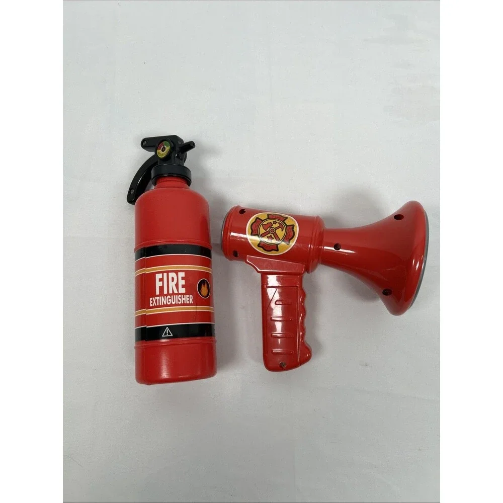 Melissa & Doug Fire Fighter Chief Fireman Costume Extinguisher Bullhorn Working